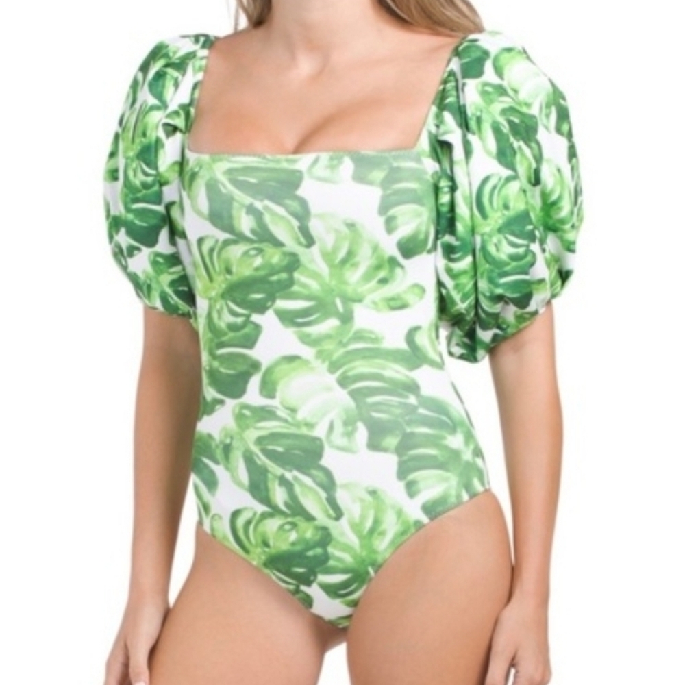 Caroline K One-piece Swimsuit Resortwear With Puff Sleeves - Picture 5 of 6